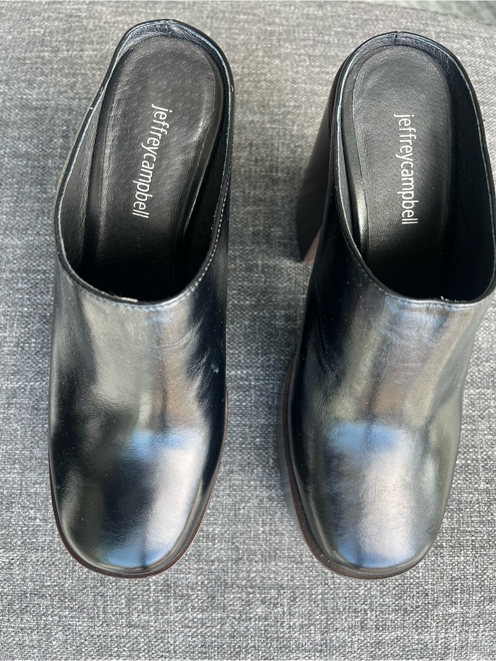 Jeffrey Campbell Black Leather Slip-On Mules